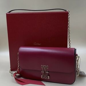 Cartier Red Leather Chain Shoulder Bag